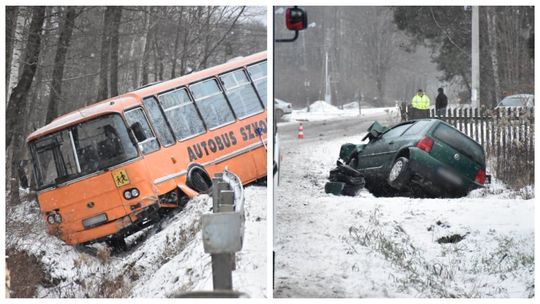 Autobus szkolny zderzył się z osobówką