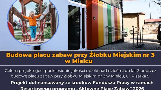 Będzie nowy plac zabaw w Mielcu. Powstanie przy Żłobku Miejskim nr 3