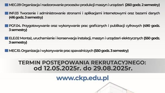 (CKPiDN) w Mielcu zaprasza na kwalifikacyjne kursy zawodowe.