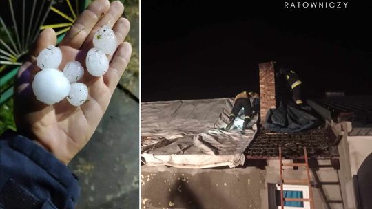 Nocna burza z gradobiciem uszkodziła dachy i samochody w Nowej Jastrząbce