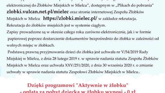 Rekrutacja do żłobków miejskich w Mielcu ruszyła
