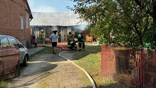 Szafranów. Pożar budynku stodoły