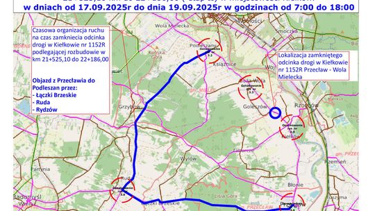 UWAGA‼️ Planowane zamknięcie odcinka drogi powiatowej