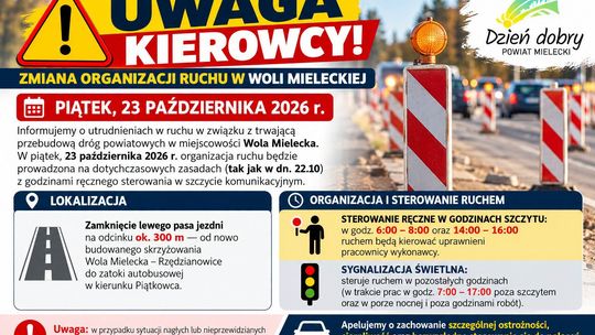 UWAGA! Zmiana organizacji ruchu w Woli Mieleckiej także w piątek