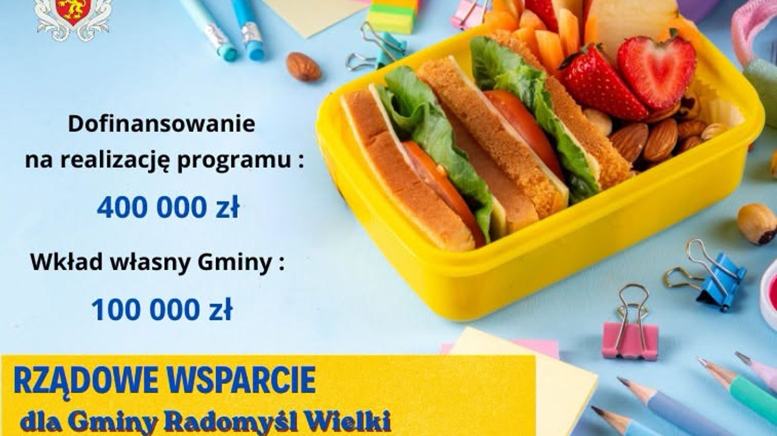 500 tysięcy złotych na modernizację szkolnych stołówek w Gminie Radomyśl Wielki
