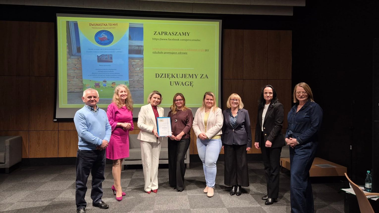 Certyfikat dlaPrzedszkola Miejskiego nr 12 im. Marii Konopnickiej w Mielcu.