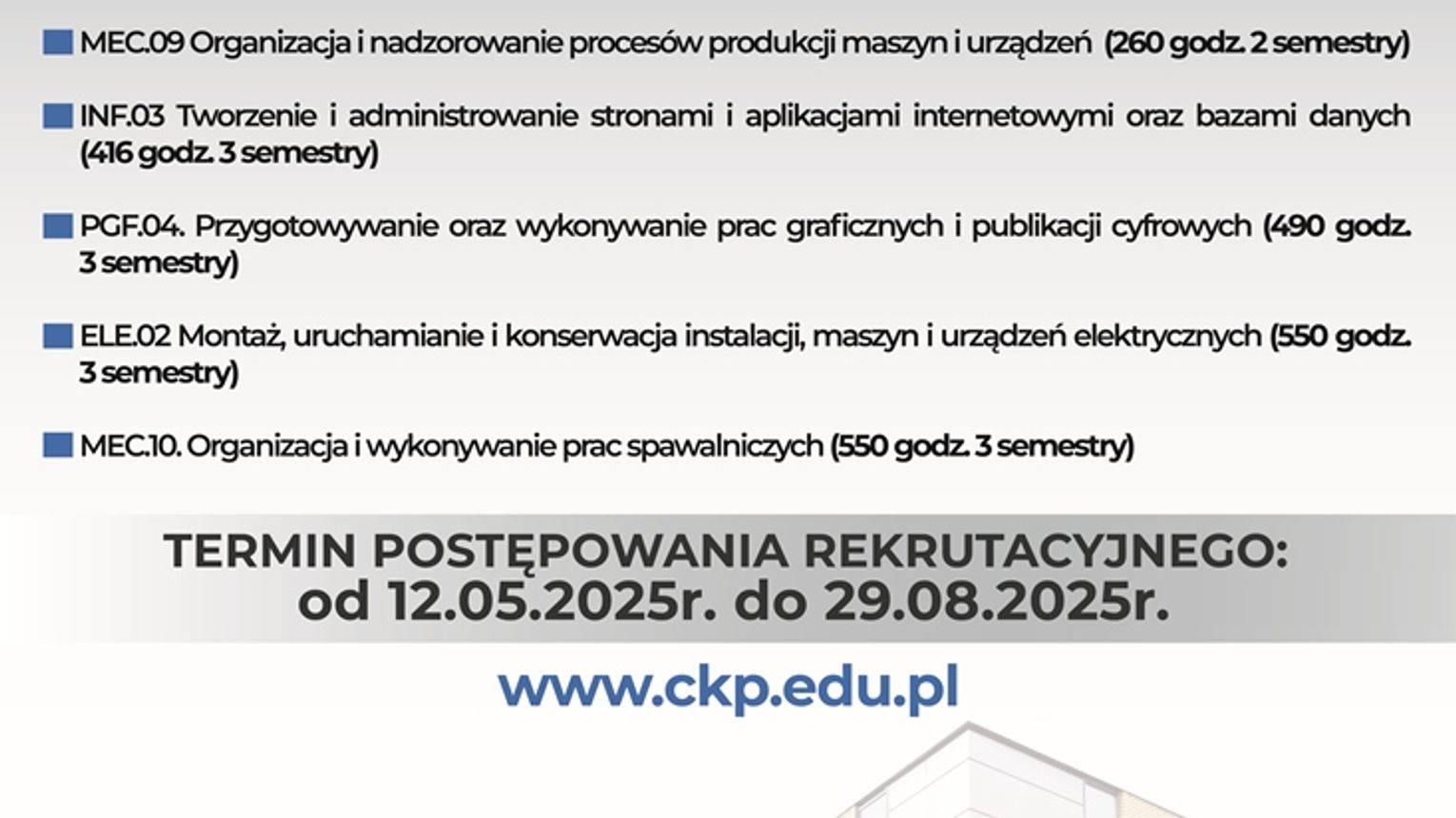 (CKPiDN) w Mielcu zaprasza na kwalifikacyjne kursy zawodowe.