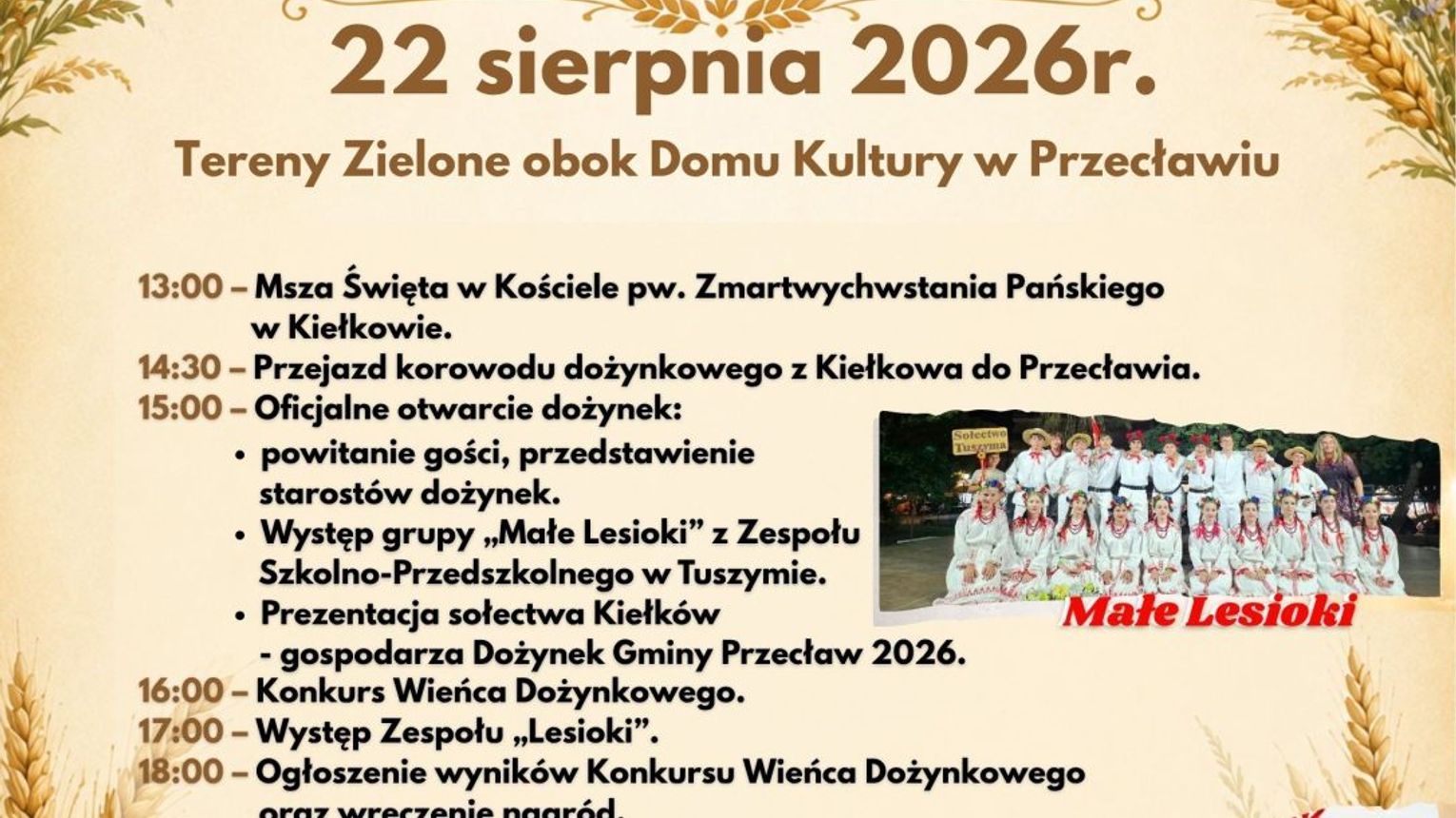 Dożynki w Gminie Przecław już 22 sierpnia