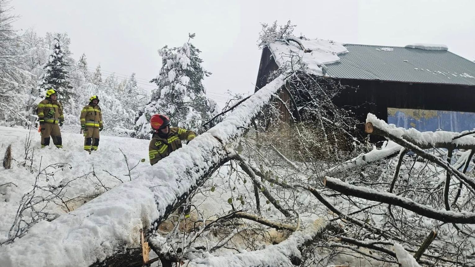 Ponad 1500 interwencji strażaków po intensywnych opadach śniegu na południu kraju