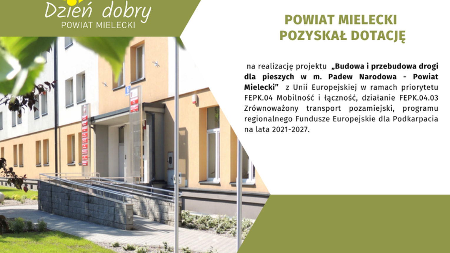 Powiat Mielecki pozyskał dotację