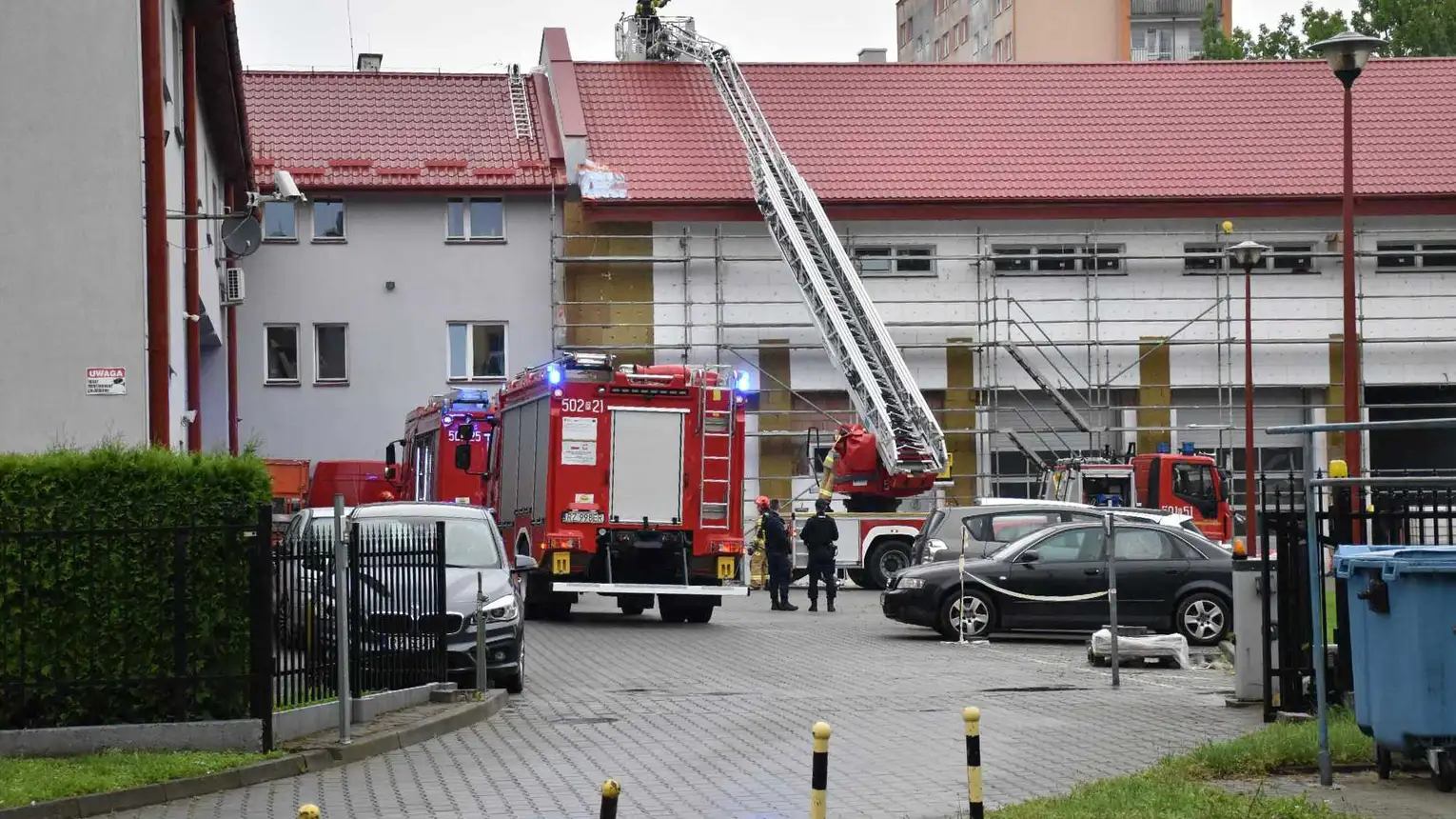 Pożar na dachu budynku straży pożarnej w Mielcu!