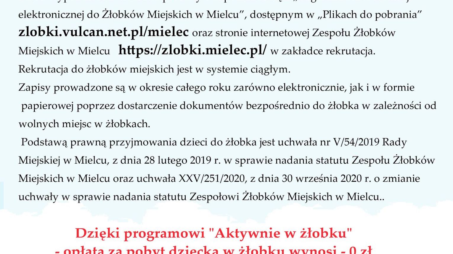 Rekrutacja do żłobków miejskich w Mielcu ruszyła