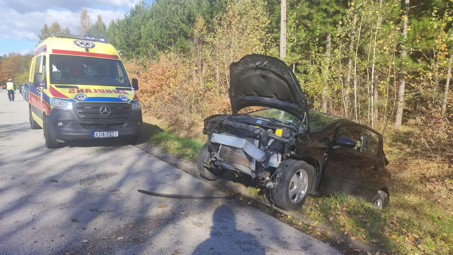 Samochód wypadł z drogi pod Szczucinem. Służby zawiadomił telefon