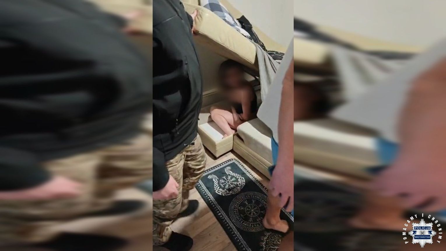 Ukryła się przed policjantami w narożniku [WIDEO]