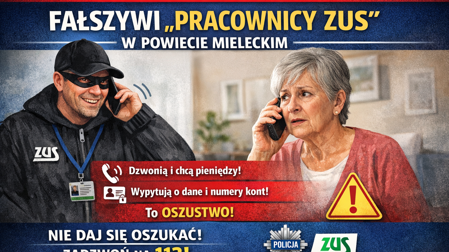 Uwaga na oszustów podszywających się pod pracowników ZUS w powiecie mieleckim