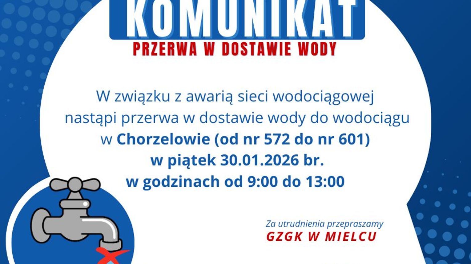 W powiecie mieleckim przerwa w dostawie wody