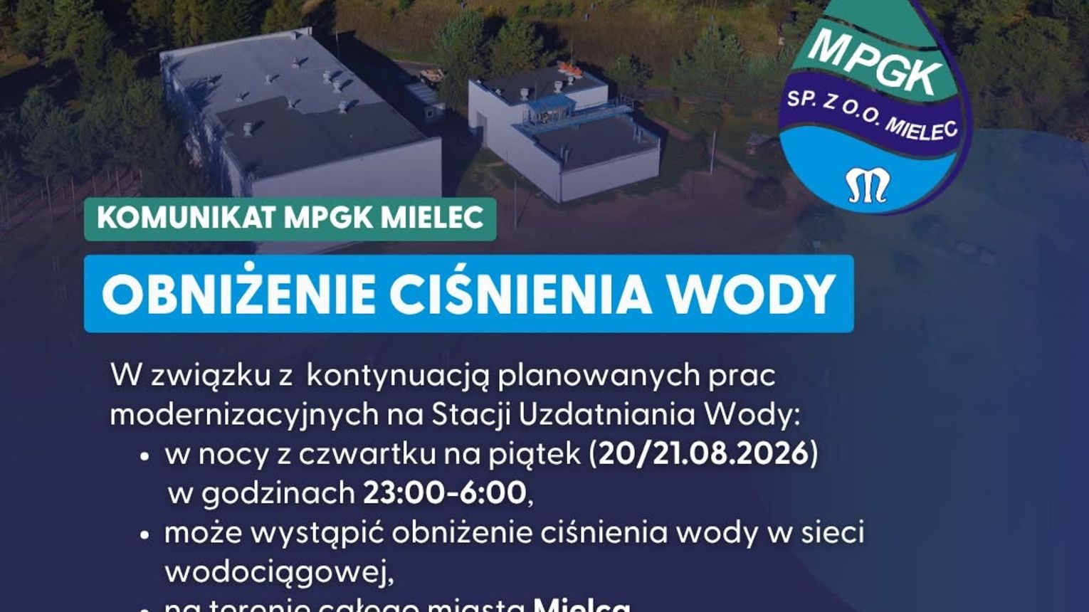 Ważny komunikat dla mieszkańców Mielca, Złotnik i Chrząstowa