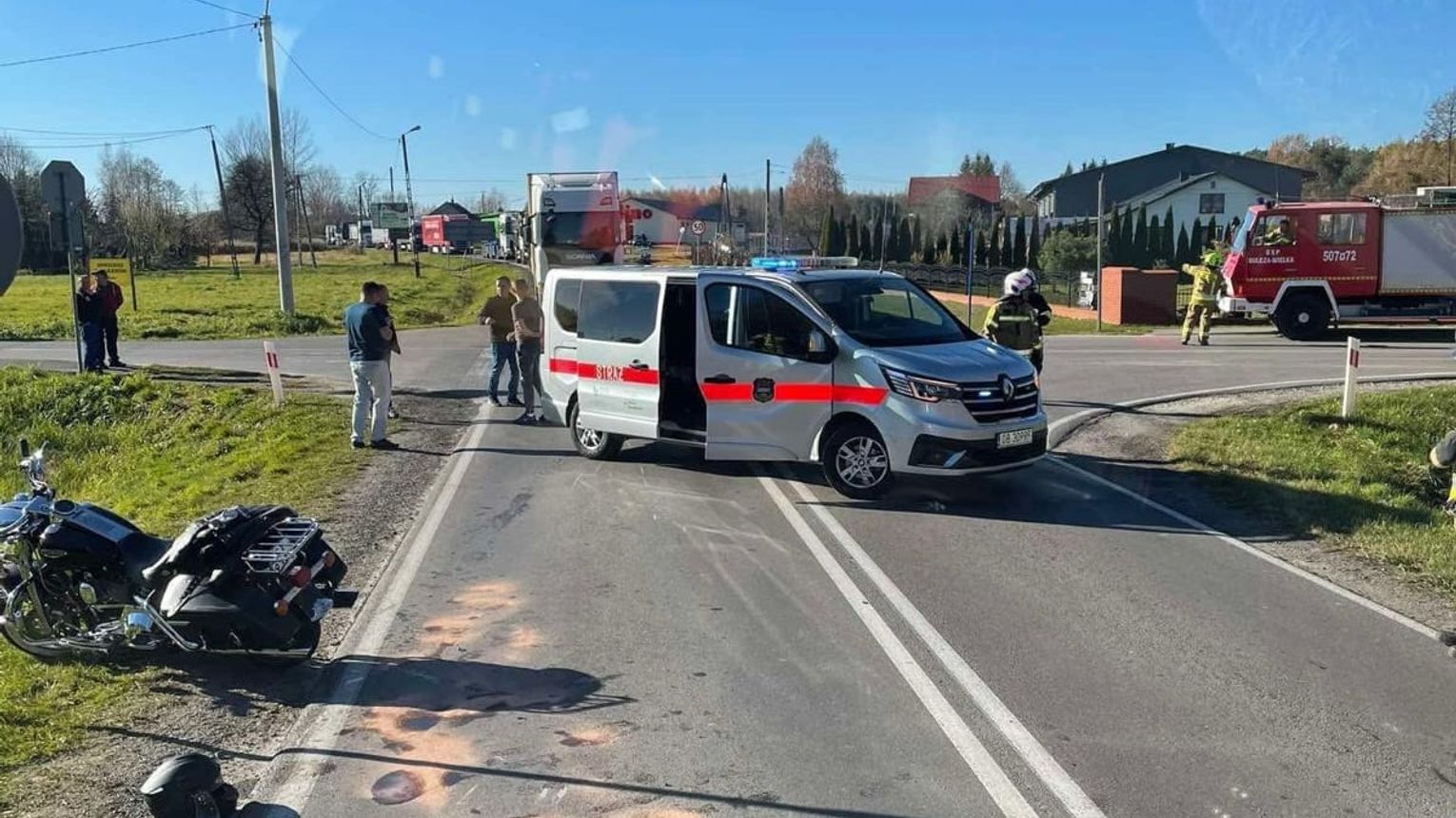 Wypadek. Szybka pomoc druhów OSP.