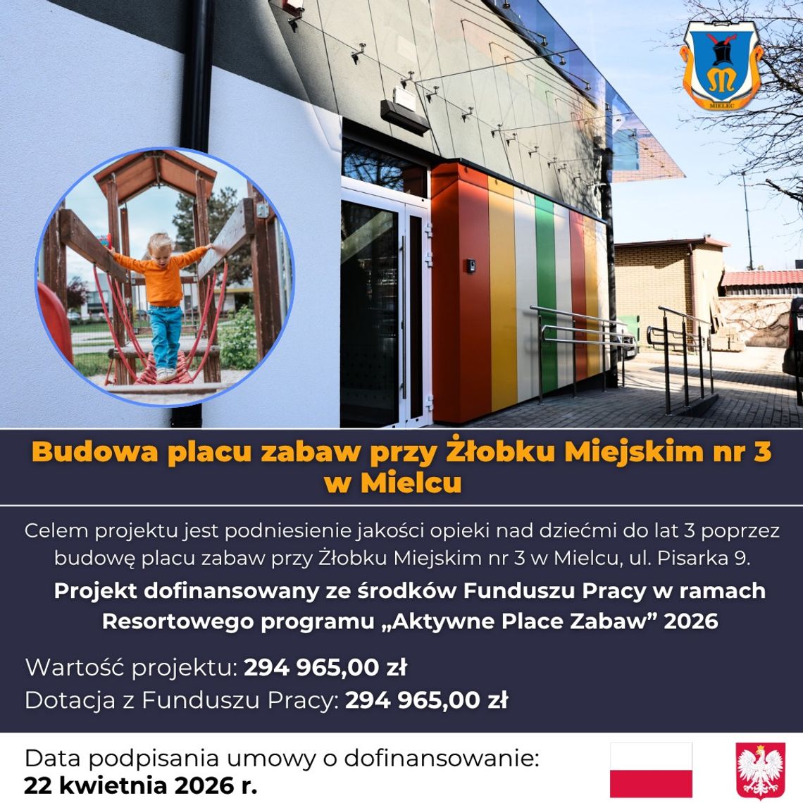 Będzie nowy plac zabaw w Mielcu. Powstanie przy Żłobku Miejskim nr 3