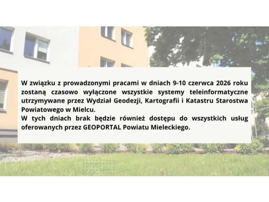 Czasowe ograniczenie usług online w Starostwie Powiatowym w Mielcu Czasowe ograniczenie usług online w Starostwie Powiatowym w Mielcu