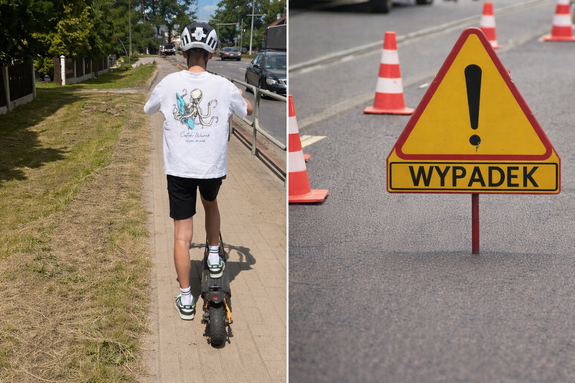 Dębica. Wypadek 14-latka na hulajnodze elektrycznej. Nastolatek trafił do szpitala w Rzezowie