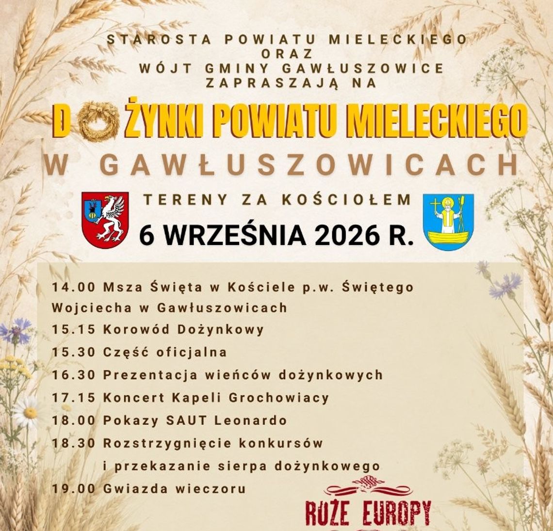 Dożynki Powiatu Mieleckiego 2026 już 6 września w Gawłuszowicach