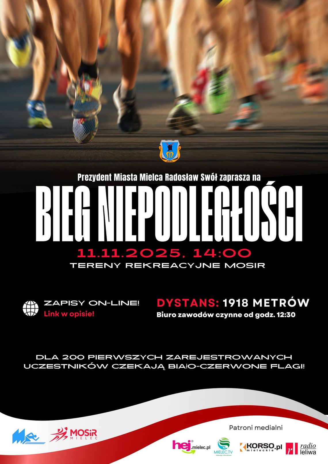 Już jutro 11 listopada  Mielec pobiegnie dla Niepodległej.