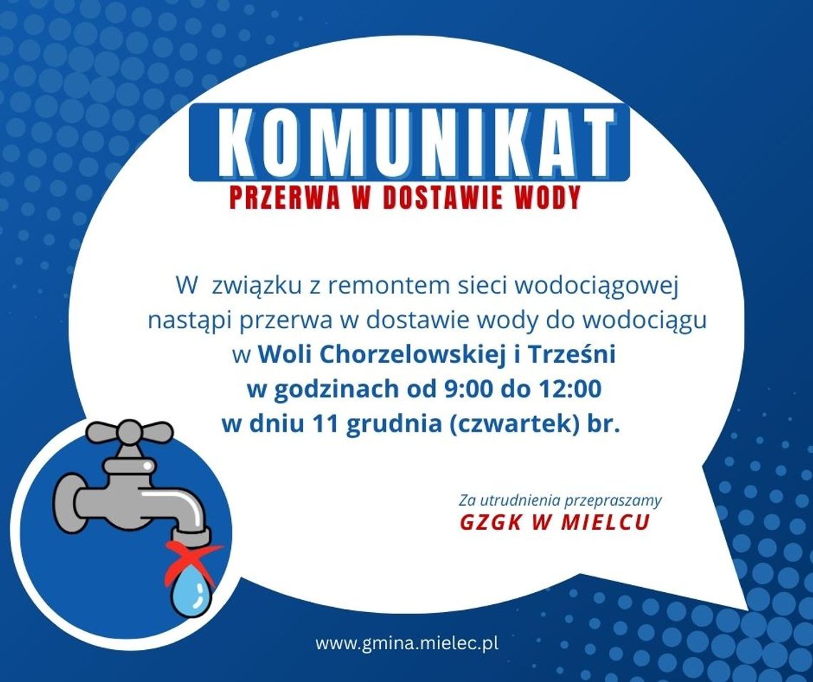 Nie będzie wody. Sprawdź gdzie