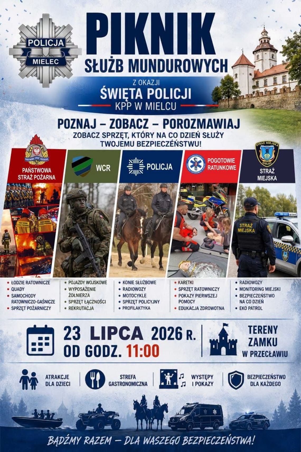 Piknik Służb Mundurowych na terenach Zamku w Przecławiu Piknik Służb Mundurowych na terenach Zamku w Przecławiu