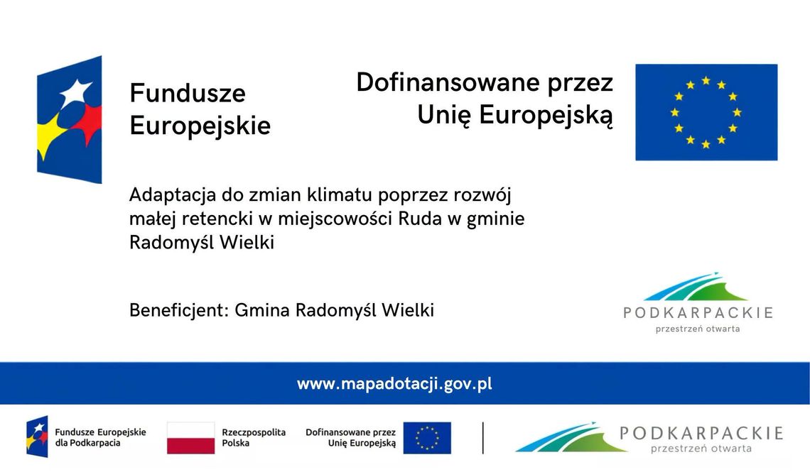 Projekt rozwoju małej retencji w Gminie Radomyśl Wielki uzyskał dofinansowanie Projekt rozwoju małej retencji w Gminie Radomyśl Wielki uzyskał dofinansowanie