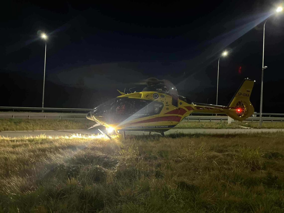 Ranny mężczyzna po eksplozji akumulatora. Lądował śmigłowiec LPR