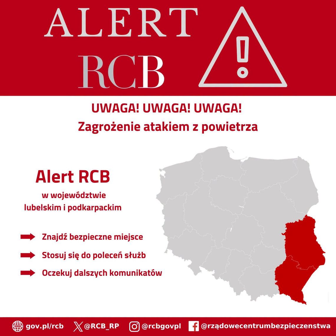 Uwaga! Alert Rządowego Centrum Bezpieczeństwa Uwaga! Alert Rządowego Centrum Bezpieczeństwa