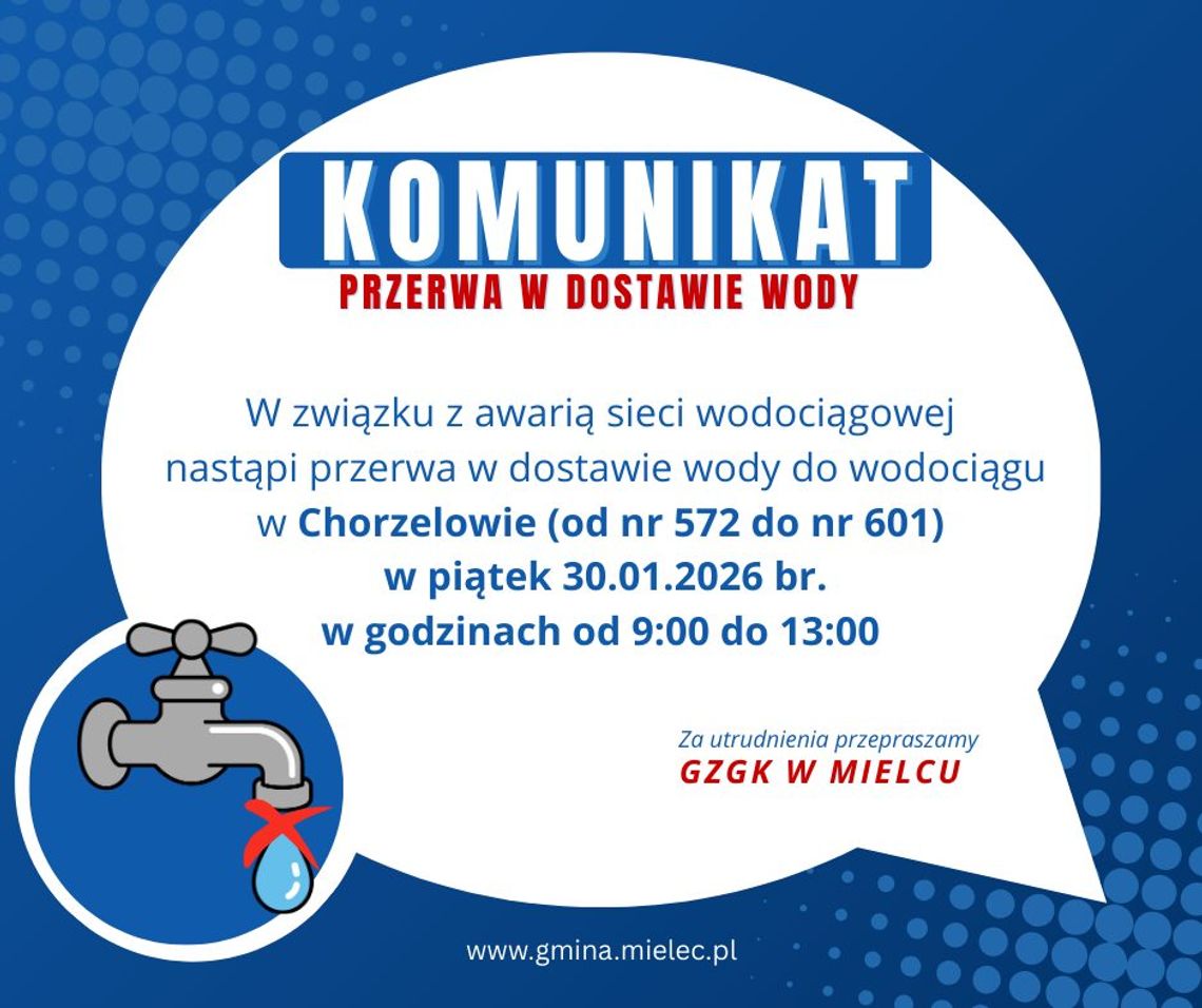W powiecie mieleckim przerwa w dostawie wody