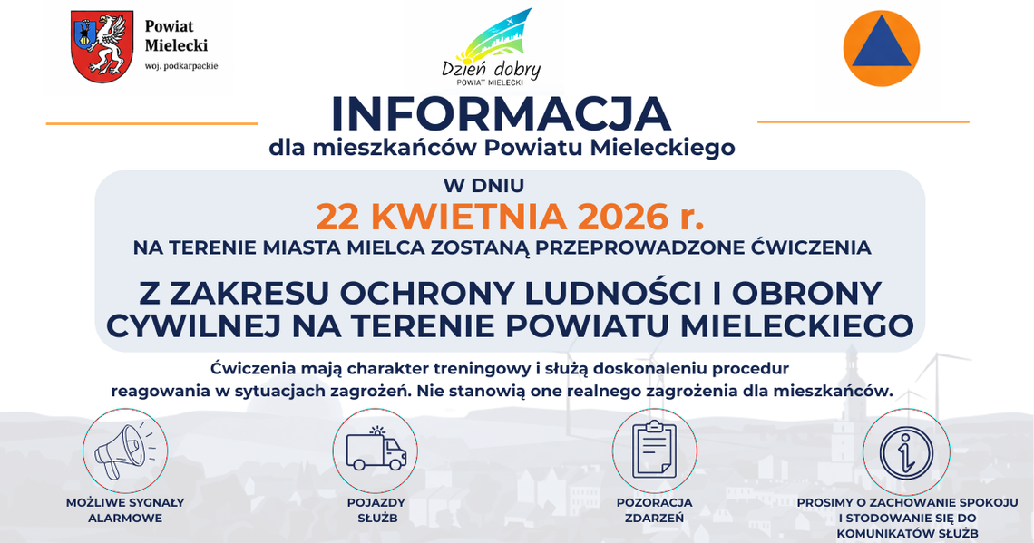 Ważne. Starostwo Powiatowe w Mielcu informuje o ćwiczeniach