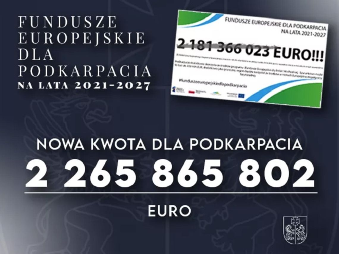 Większa pula unijnych pieniędzy dla Podkarpacia!