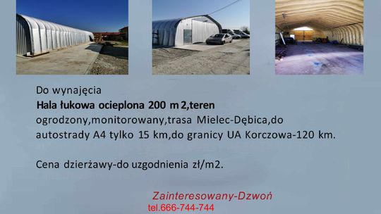 WYNAJMĘ HALĘ MAGAZYNOWĄ 200M2
