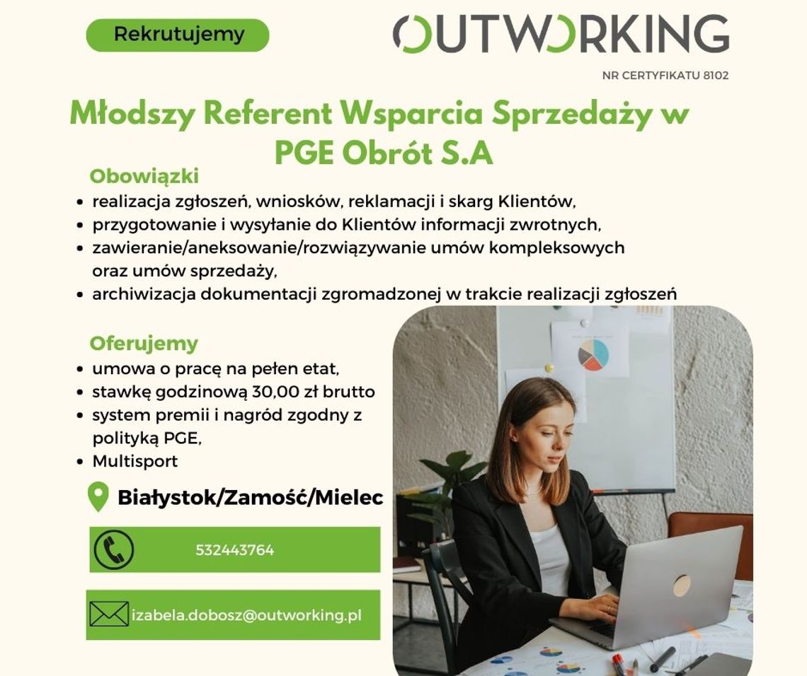 Młodszy Referent Wsparcia Sprzedaży w PGE Obrót S.A.