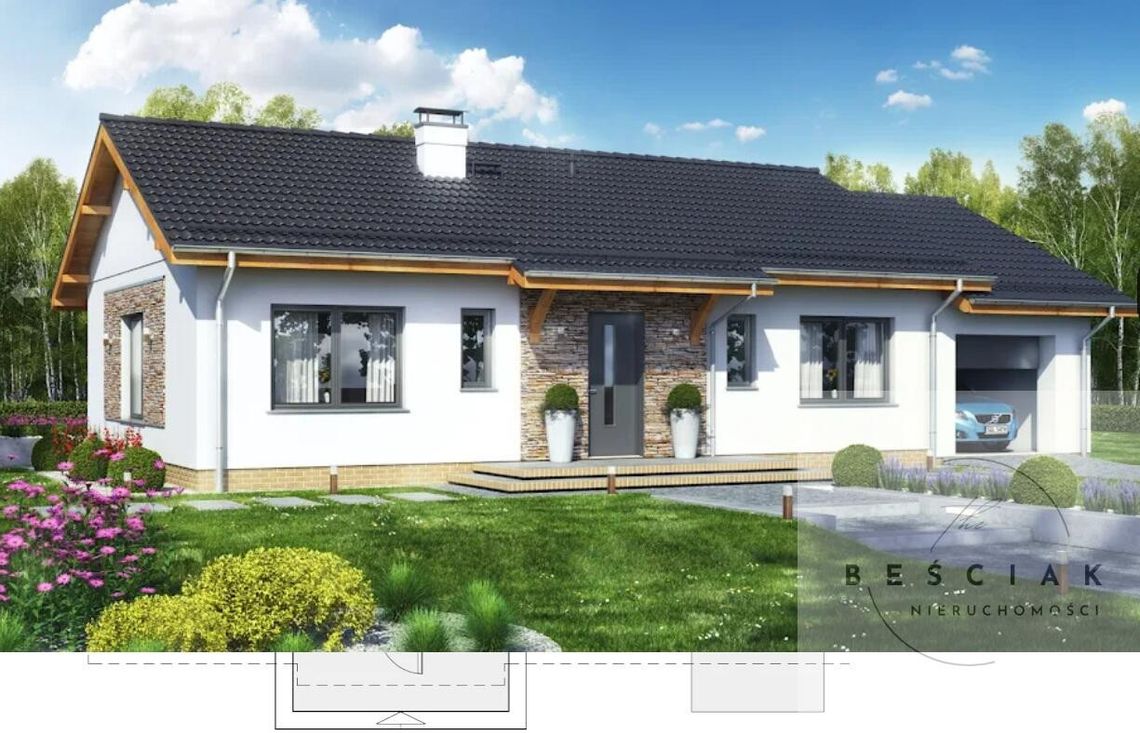 Parterowy dom z pełnym ogrodzeniem – Breń Parterowy dom z pełnym ogrodzeniem – Breń
