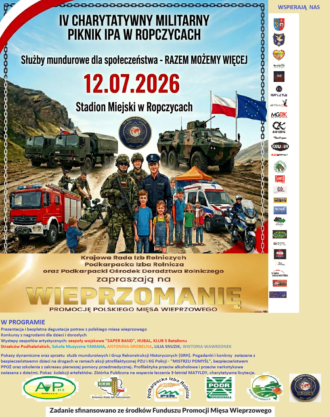 IV Charytatywny Piknik Militarny IPA w Ropczycach. Służby mundurowe połączą siły dla Matyldy IV Charytatywny Piknik Militarny IPA w Ropczycach. Służby mundurowe połączą siły dla Matyldy
