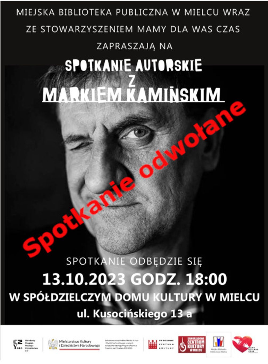 Spotkanie autorskie z Markiem Kamińskim ODWOŁANE!!! Spotkanie autorskie z Markiem Kamińskim ODWOŁANE!!!
