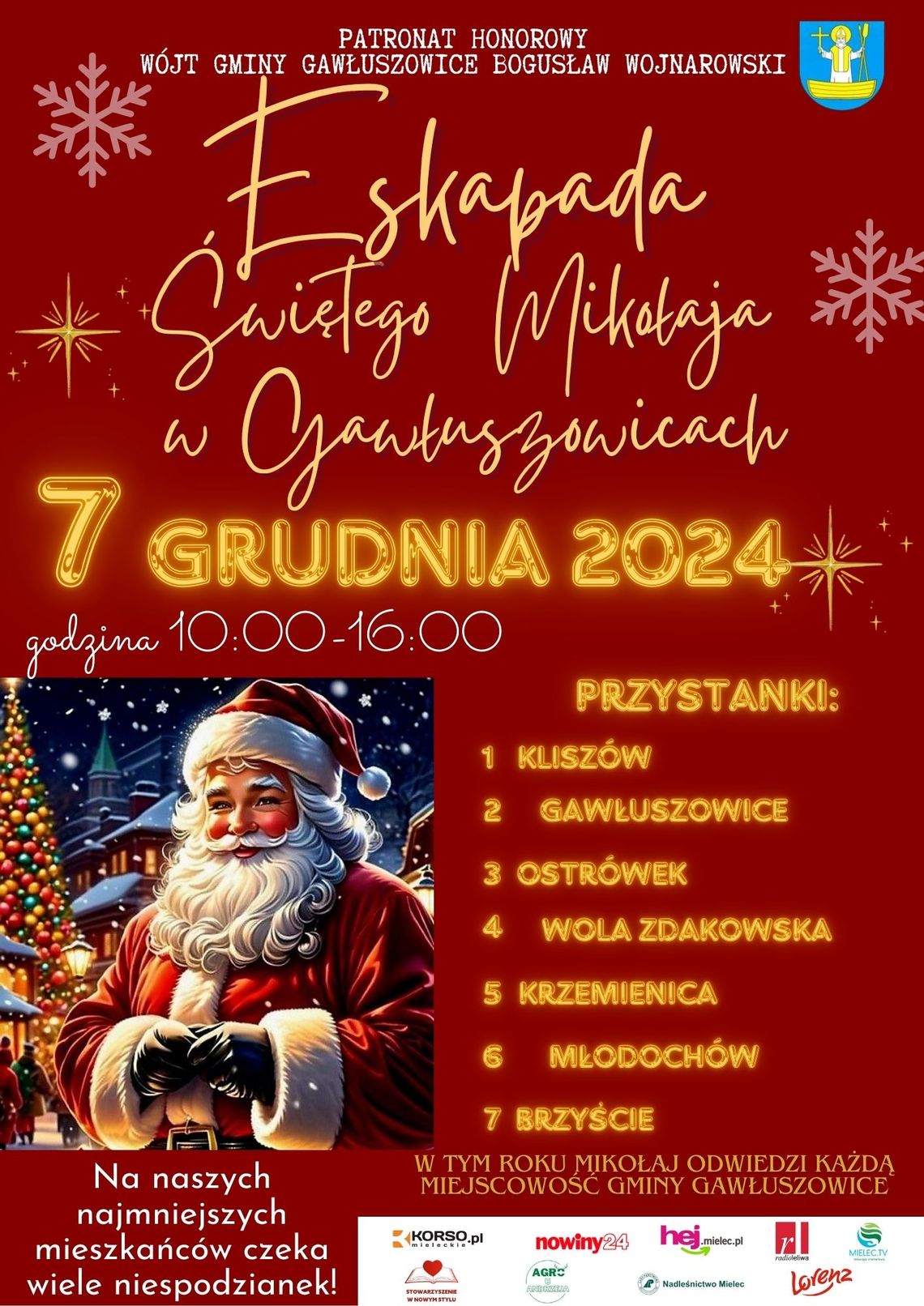 Parada św. Mikołaja i rozświetlenie choinki w gminie Gawłuszowice