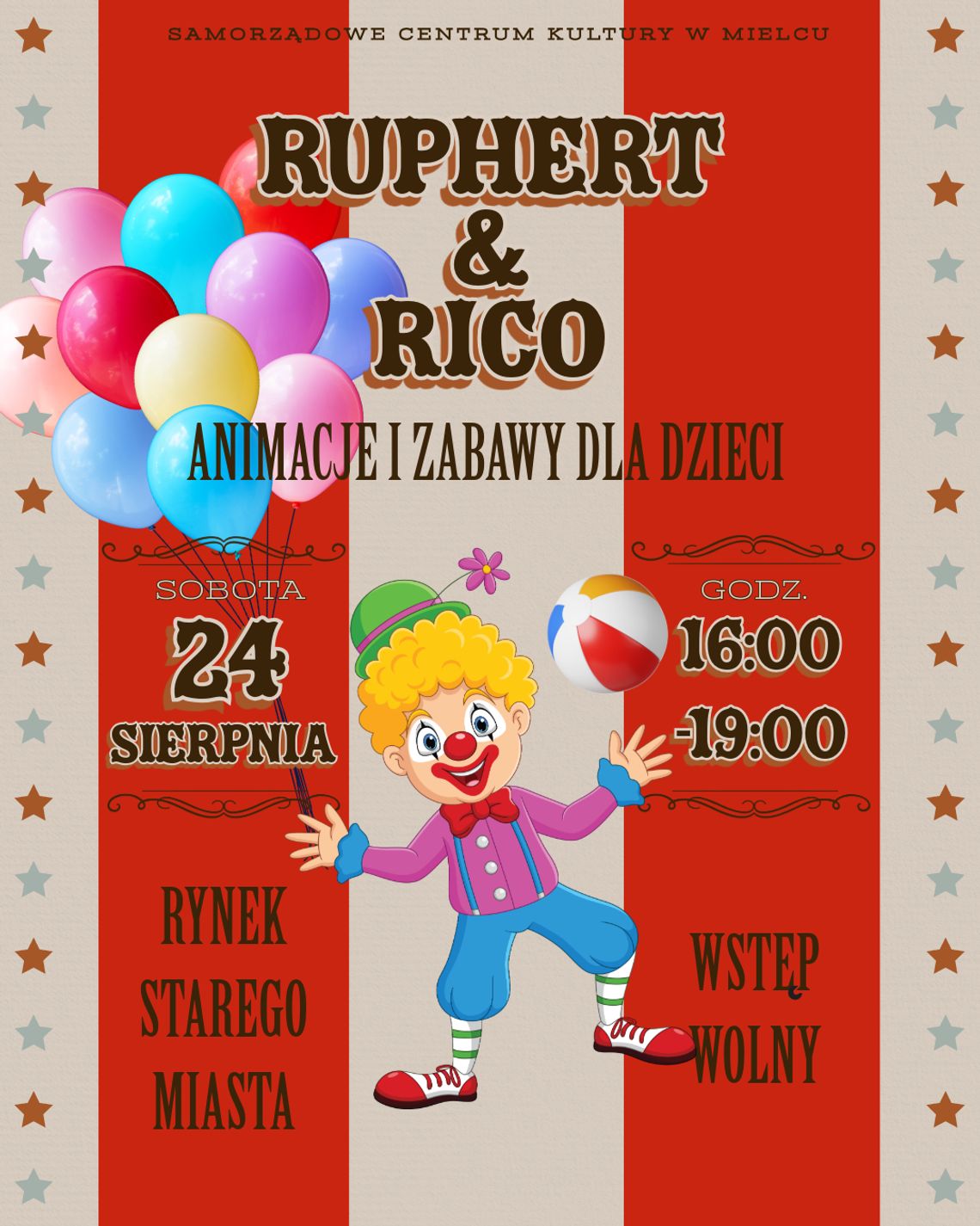 Ruphert & Rico! Animacje i zabawy dla dzieci na Rynku Starego Miasta w Mielcu