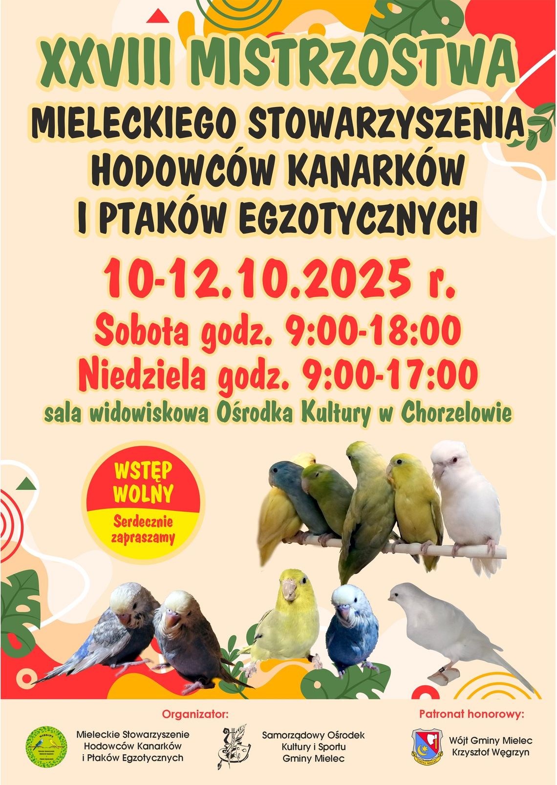 XXVIII Mistrzostwa Mieleckiego Stowarzyszenia Hodowców Kanarków i Ptaków Egzotycznych w Chorzelowie