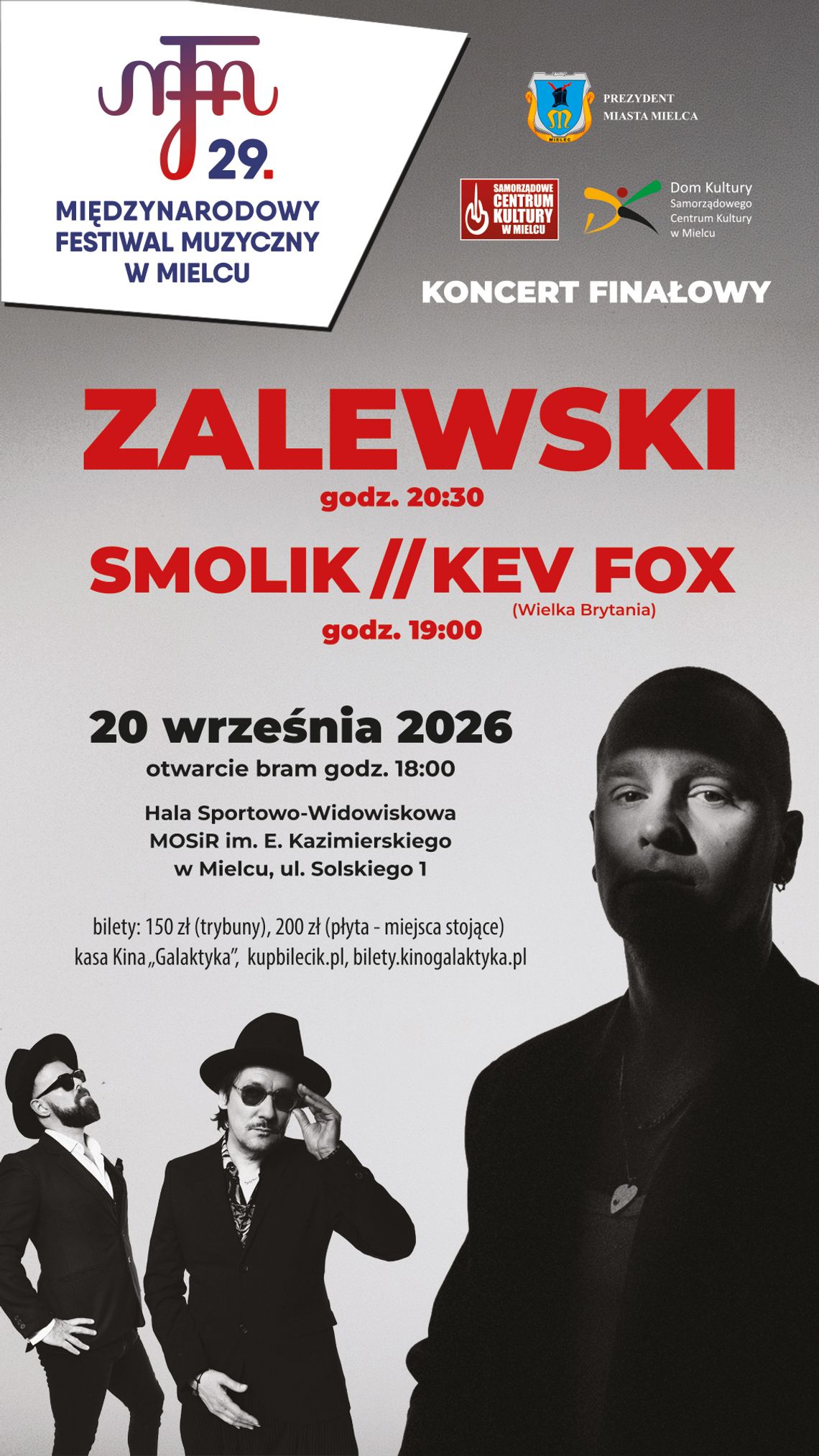 Zalewski oraz Smolik // Kev Fox zagrają w Mielcu. Wielki finał festiwalu muzycznego Zalewski oraz Smolik // Kev Fox zagrają w Mielcu. Wielki finał festiwalu muzycznego