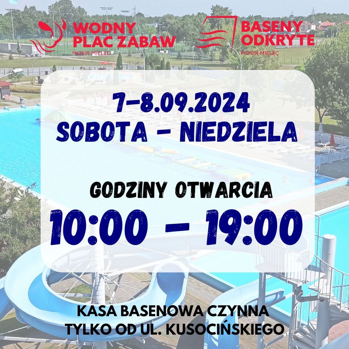 Zapraszamy na słoneczny wrześniowy weekend na Basenach Odkrytych i Wodnym Placu Zabaw!